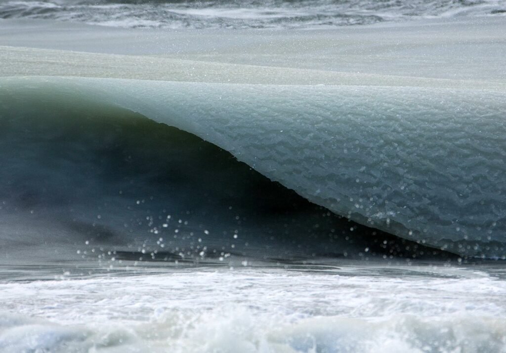 NEARLY FROZEN WAVES CAPTURED ON CAMERA BY NANTUCKET PHOTOGRAPHER