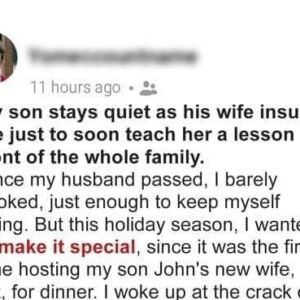 My Son Stays Quiet as His Wife Insults Me — But He Soon Teaches