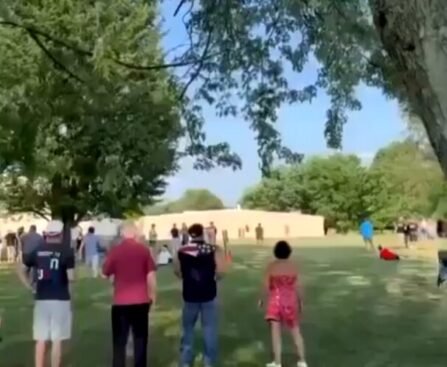 The Shooter at the Trump Rally in Pennsylvania can be seen Dead on the Roof of a nearby Building, after being Killed by U.S. Secret Service Agents