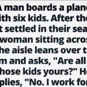 A father boards a plane with his six children