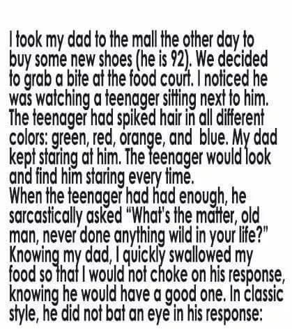 A Colorful Encounter: A Grandfather’s Wisdom in a Food Court