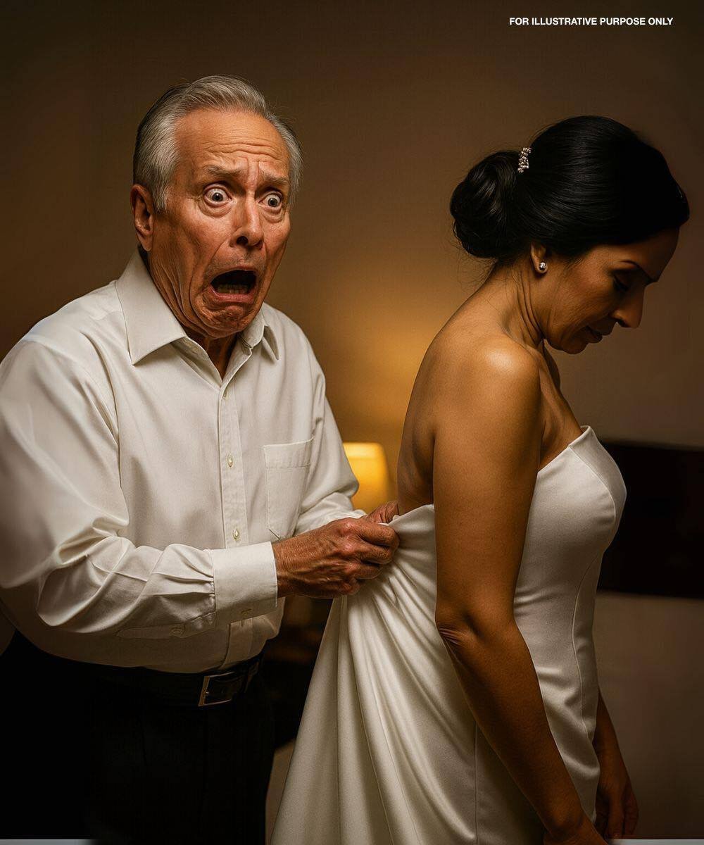 Older newlywed couple shares an emotional moment after a shocking confession changes the meaning of their reunion.