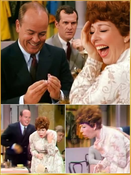 Carol Burnett and Tim Conway laughing during classic television comedy sketch