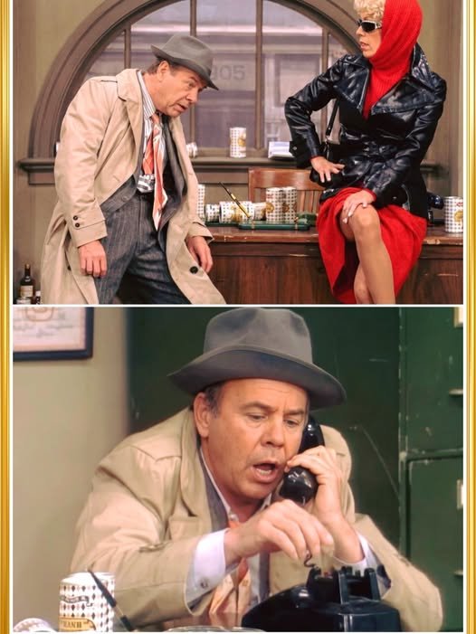 Carol Burnett and Tim Conway performing a chaotic detective sketch on stage as they struggle to stay in character while laughing