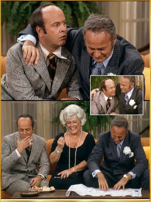 Tim Conway and Harvey Korman mid-sketch, with Conway delivering a line with a straight face while Korman doubles over with laughter, his hand covering his mouth in a failed attempt to compose himself.