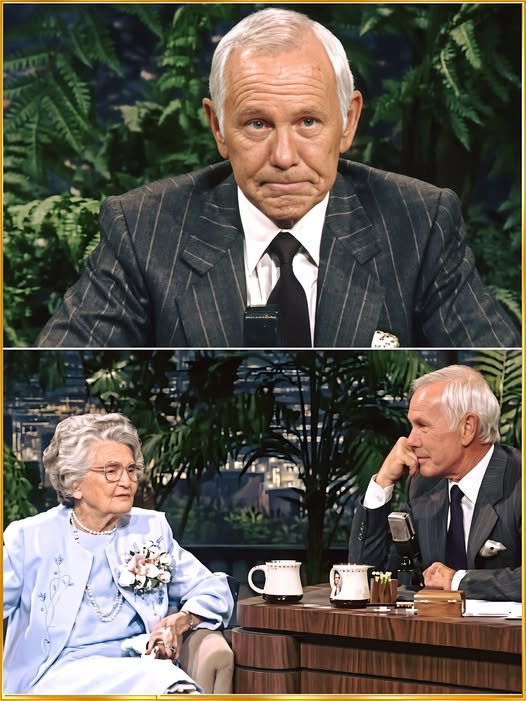 Johnny Carson laughing uncontrollably during a Tonight Show interview with 105-year-old guest Mildred Holt