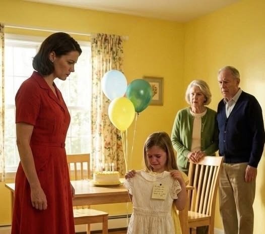 A mother inspects a pink tulle dress, her expression serious as she examines the stitching, while her daughter looks on with curiosity and concern.