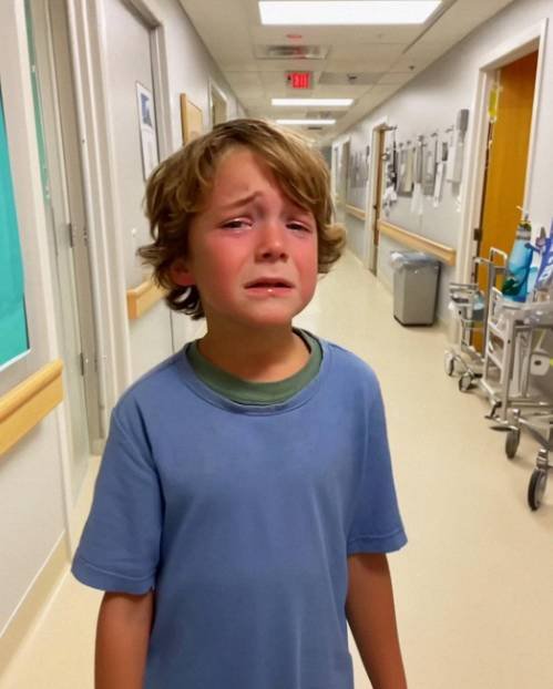 A grieving woman comforts a crying young boy waiting alone outside a hospital oncology ward, beginning a life-changing connection.