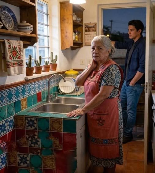 Older woman standing confidently outside a house after revealing she won the lottery and secured her granddaughter’s future.