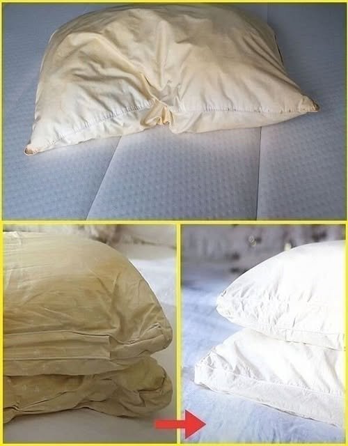A person washing and drying pillows to refresh them and improve sleep hygiene and comfort.
