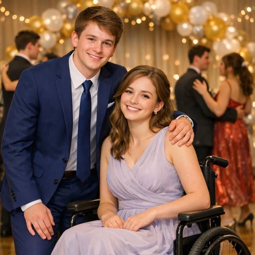 A mother and son sit together, their expressions a mix of sadness and resolve, as they look at a photo of a prom night that never happened, symbolizing their strength and unity.
