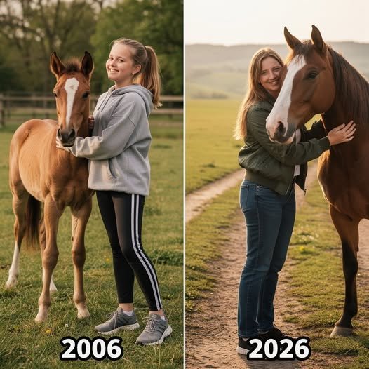 Woman embracing her beloved horse after bringing him safely back home.