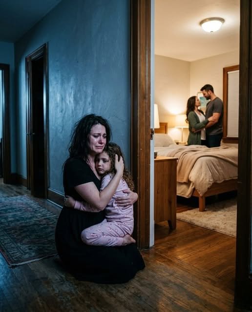 A mother and her young daughter sit together, their expressions a mix of resolve and quiet strength, symbolizing the moment they chose truth and a new future.