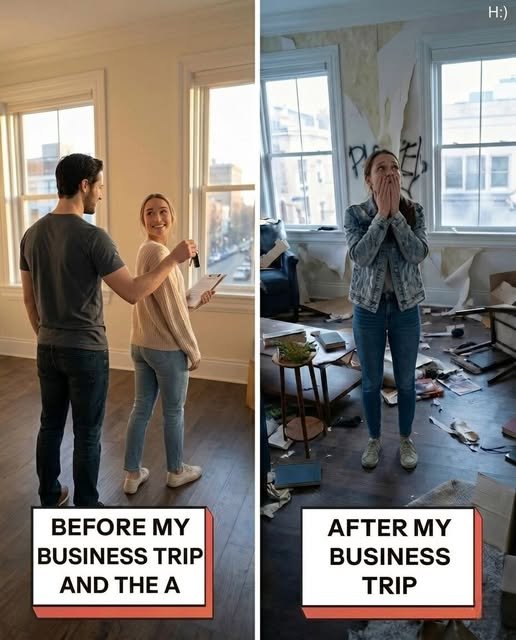 Woman standing in an empty living room looking determined after discovering her husband left and took their belongings and savings.