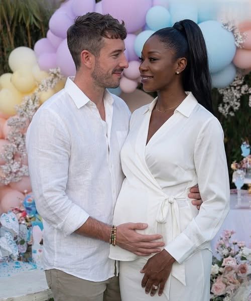 "A tense gender reveal party with a couple in emotional distress, symbolizing the moment a hidden truth shattered their world."